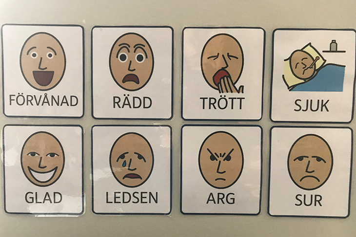 Ansikten som visar olika känslor. Fotograf: Sigtuna kommun