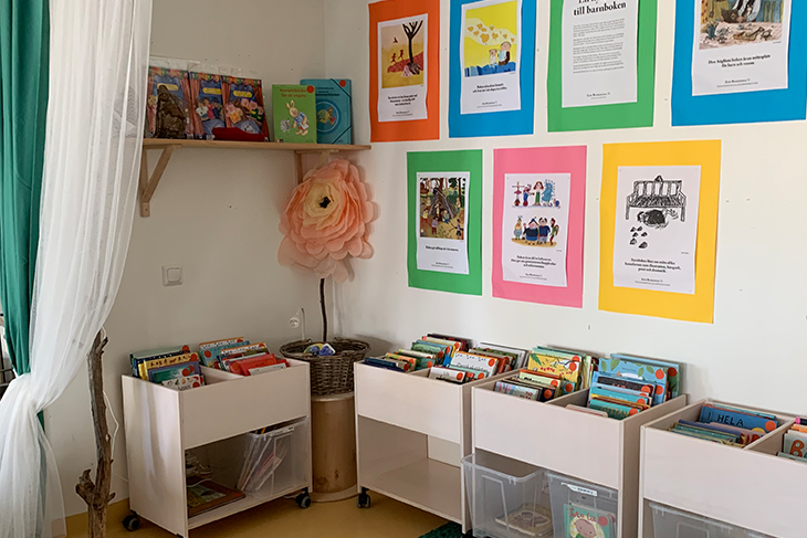 Biblioteket på Tils förskola. Foto: Sigtuna kommun