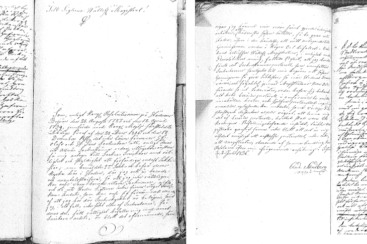 Anders Sandbergs brev till Sigtuna Magistrat 1836