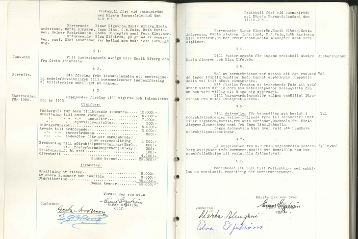 Protokoll från Märsta barnavårdsnämnds sammanträde den 6 augusti 1951.