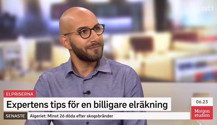 Klipp på Rasam Sheibeh i SVT:s Morgonstudion-sändning.