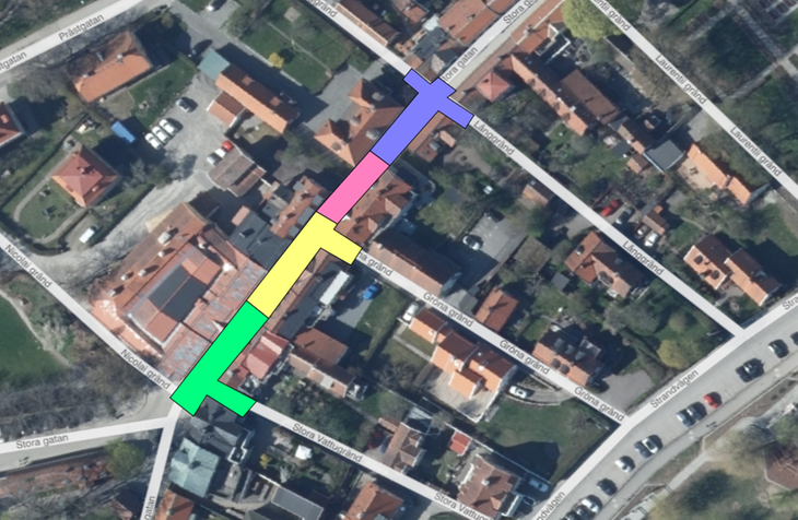 Bilden föreställer de fyra olika etapperna för renoveringen som ska göras på Stora gatan i Sigtuna. 